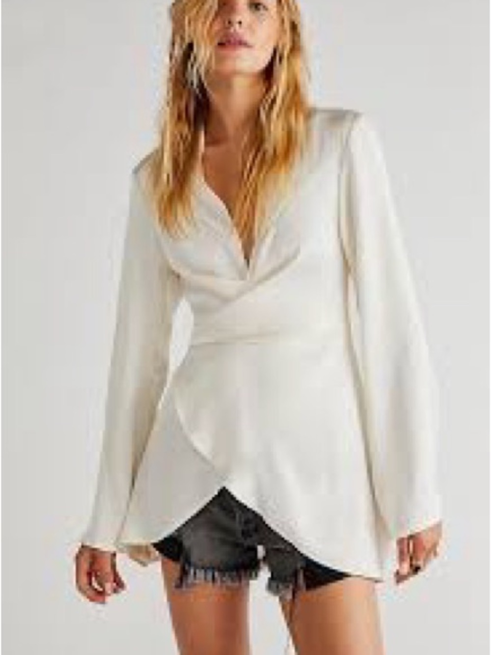 Free People Harley Wrap Front Tunic Top In Ivory Size XS NWT